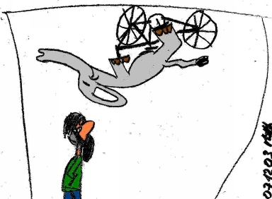 Un éléphant fait du vélo à l'école